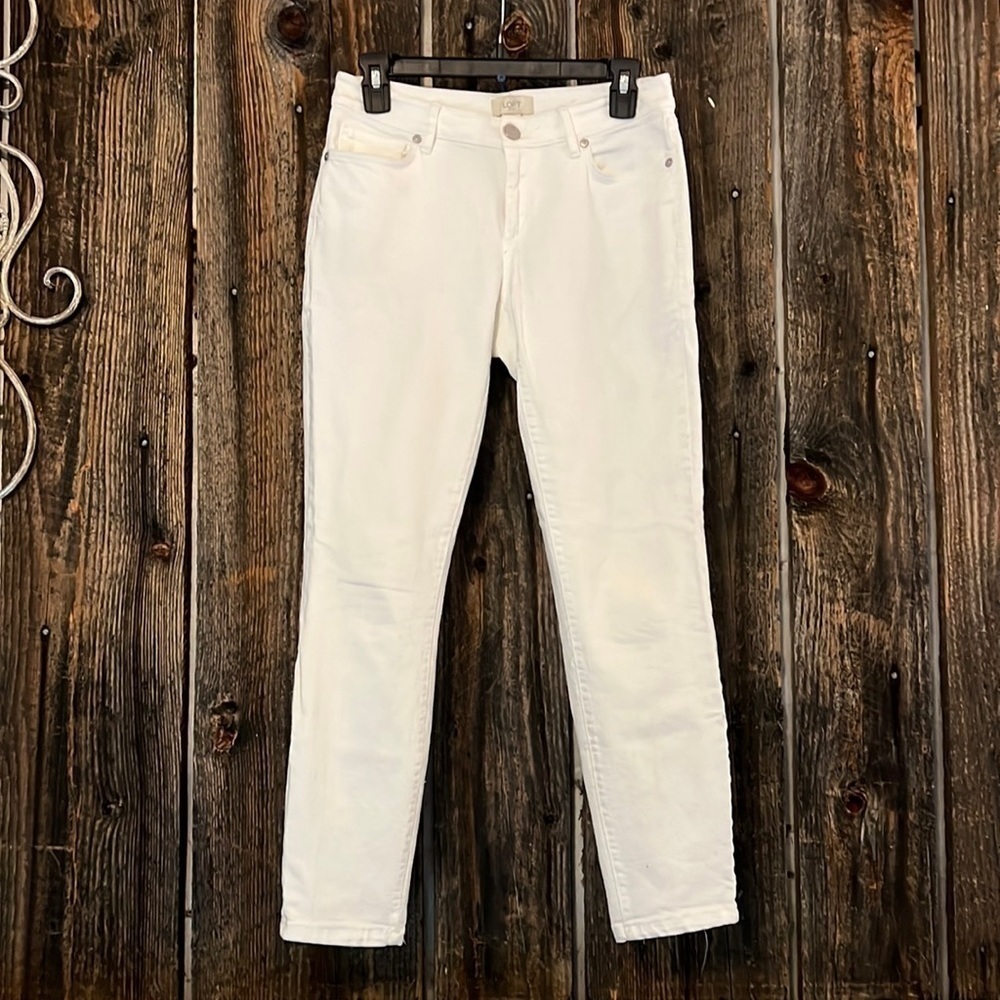 Loft curvy skinny white jeans size 0
